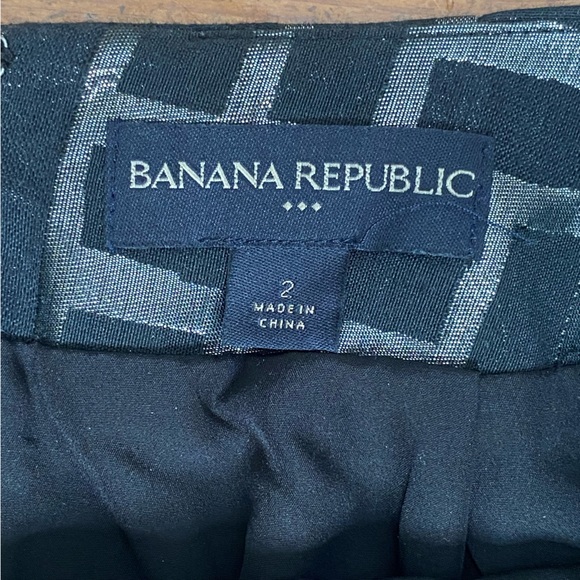 Banana Republic Factory black and silver metallic mini skirt lined holiday Sz 2 - Picture 10 of 11